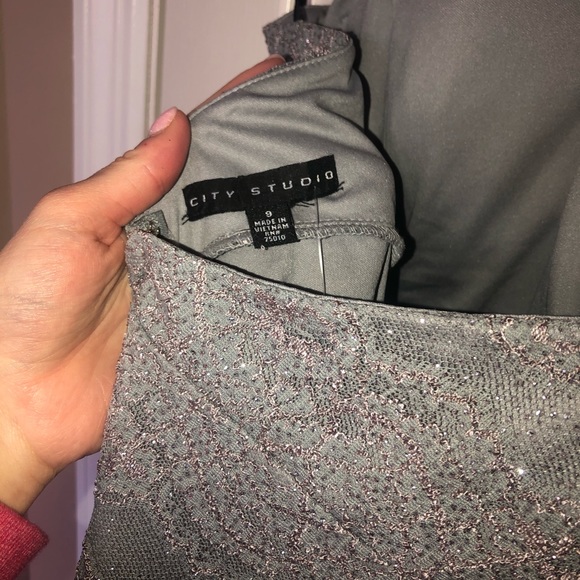 NWT City Studio Juniors' Glitter Lace Dress - Picture 5 of 8